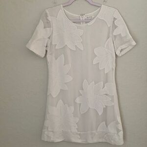 Avec Les Filles White Cotton Embroidered Mini Dress Size M